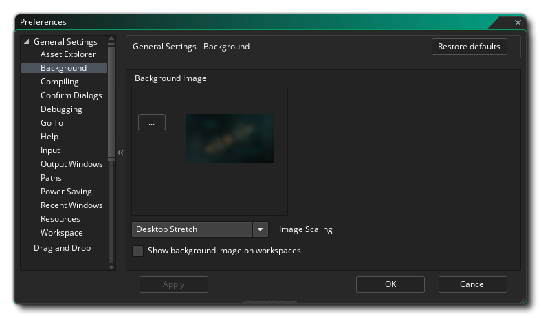 Les préférences d'arrière-plan