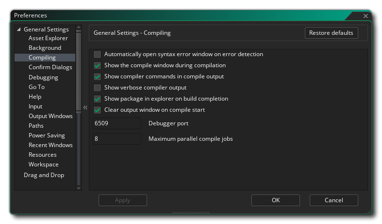 Les préférences du compilateur