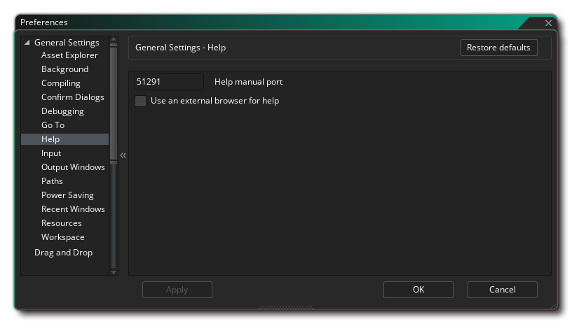 Les préférences d'aide
