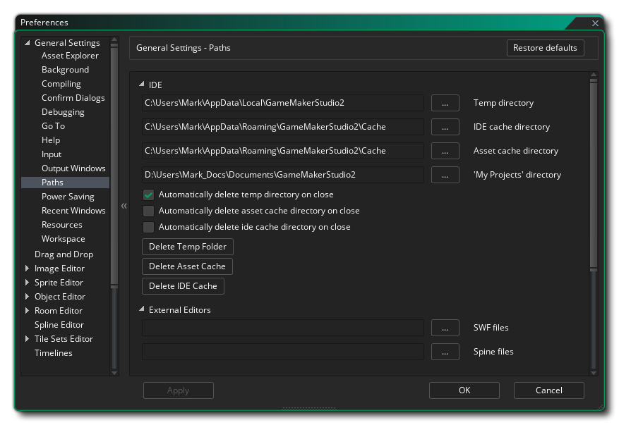 Les préférences de chemin