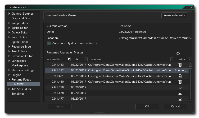 Les préférences du maître du flux d'exécution
