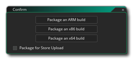 Options de compilation UWP