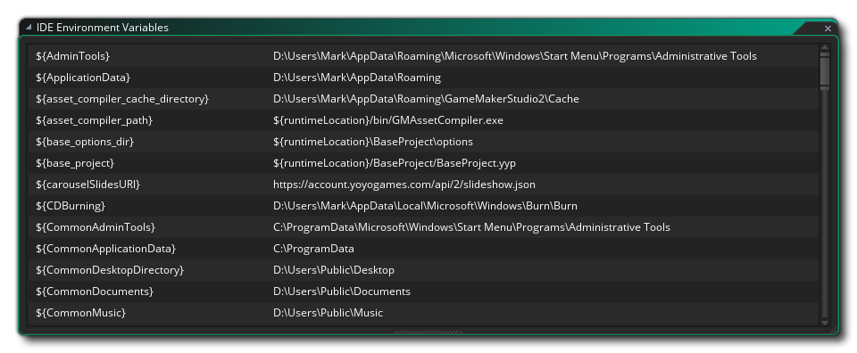 Variables d'environnement