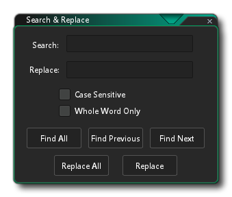 Rechercher dans la fenêtre des scripts