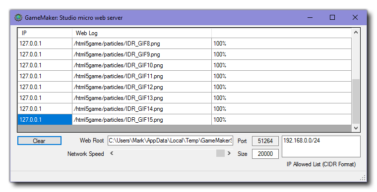 Fenêtre Micro Web Server