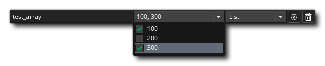 Liste de l'éditeur d'objets Variable Valeurs multiples