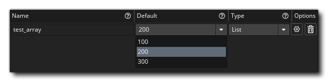 Menu Liste de l'éditeur d'objets
