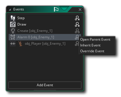 Menu RMB des événements parents