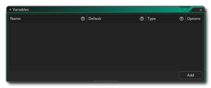 Fenêtre Variables de l'éditeur d'objets