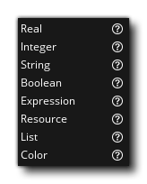 Types de variables de l'éditeur d'objets