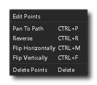 Menu de l'éditeur de chemin