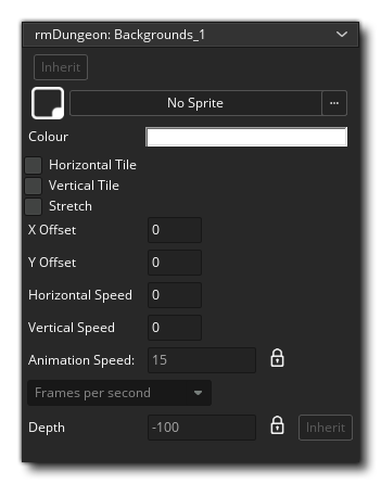 Propriétés de l'arrière-plan des couches de pièce