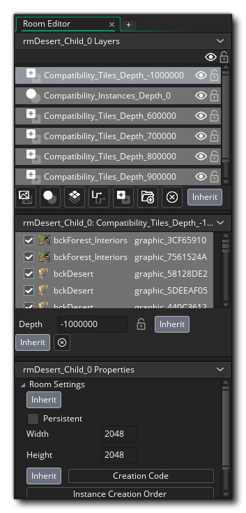 Boutons d'héritage de pièce