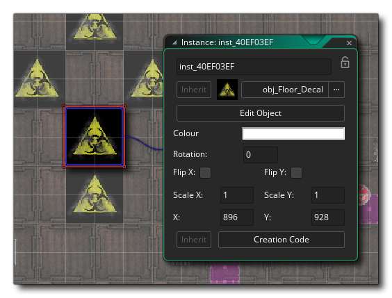 Propriétés de l'instance de pièce