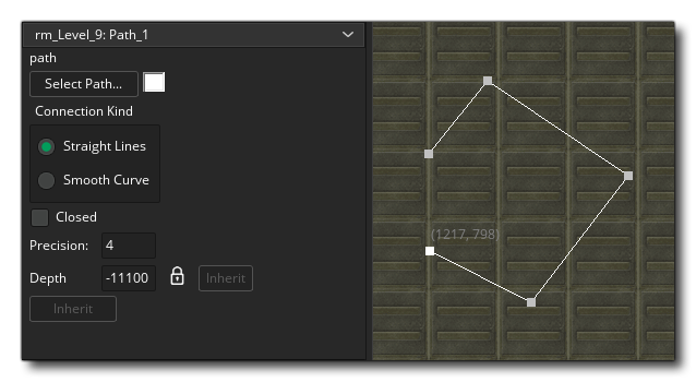 Propriétés du chemin de couche de pièce