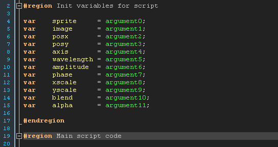 Script Code Editor Régions