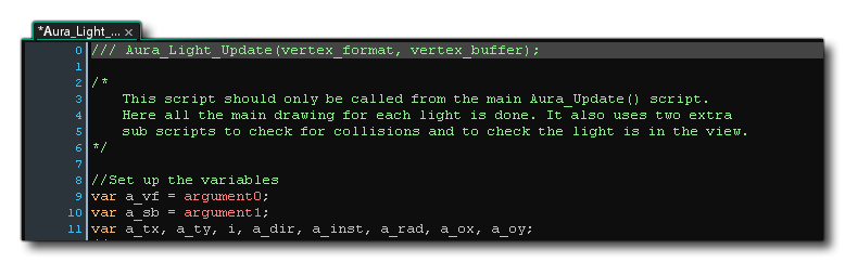 Commentaires de l'éditeur de script