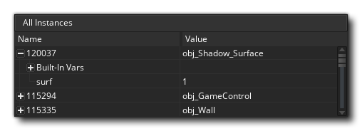 Fenêtre Déboguer toutes les instances d'instance