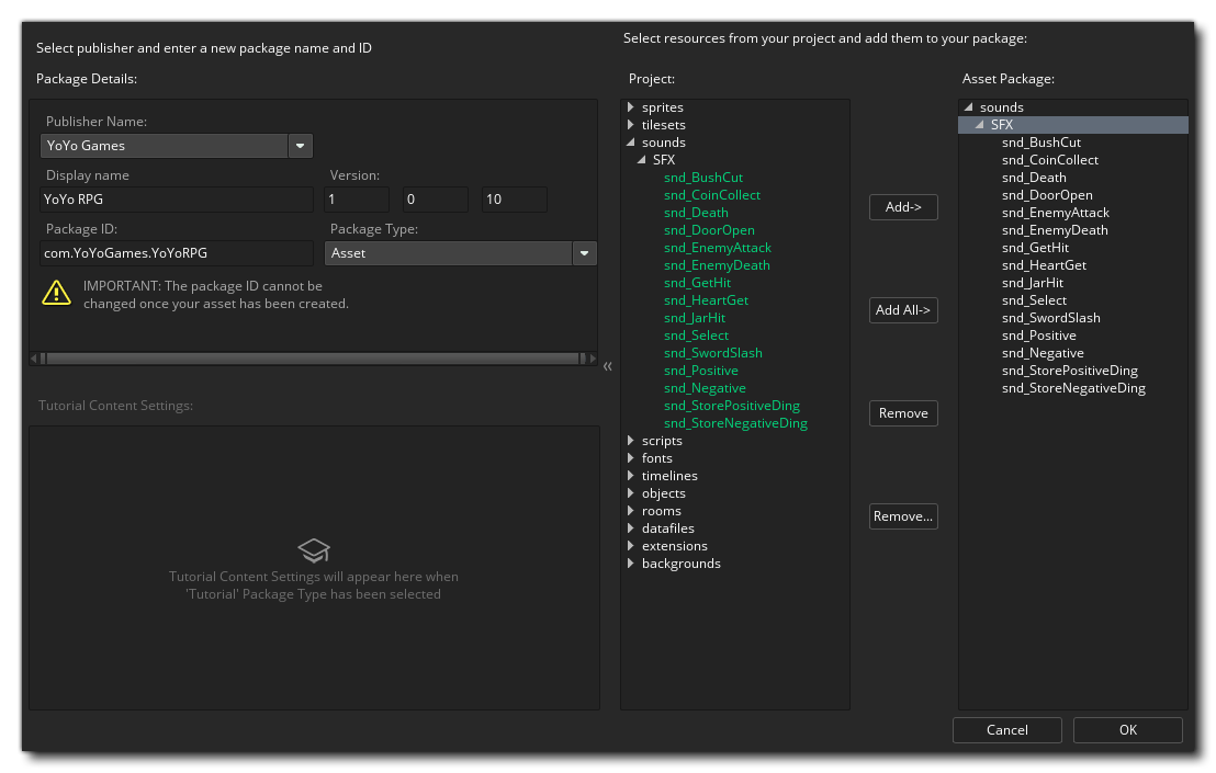 Marketplace Créer un package