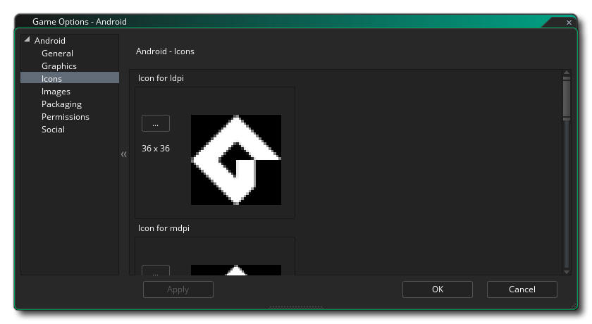 Options d'icônes Android