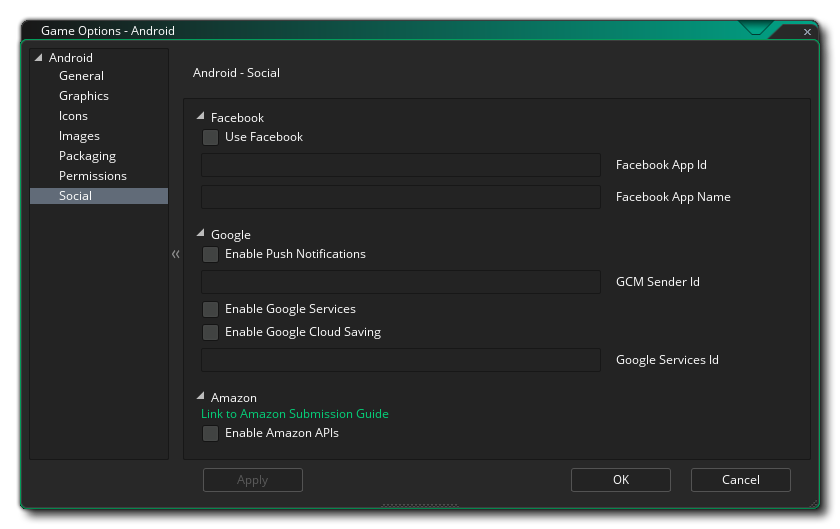 Options sociales Android
