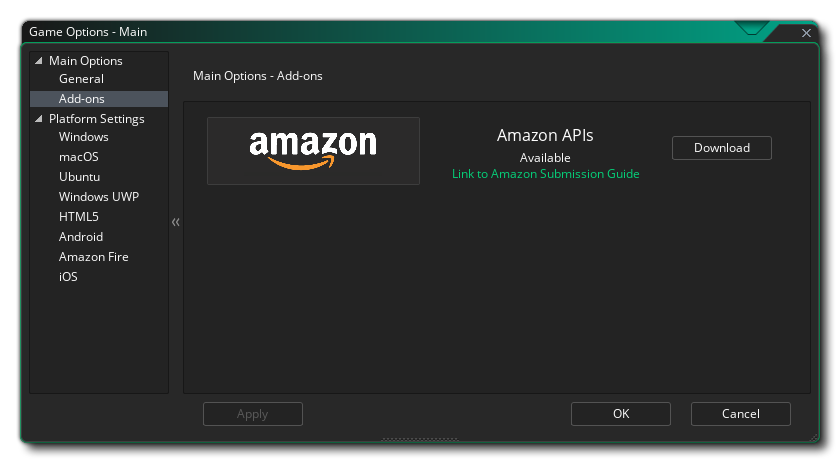 Options de jeu add-on