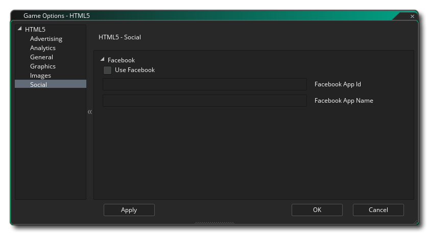 Options sociales HTML5