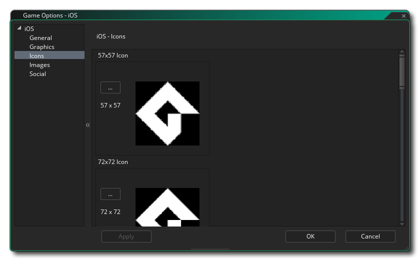 Options d'icônes d'images iOS