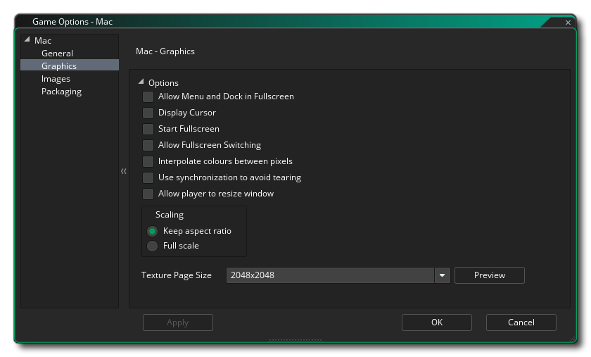 Options graphiques Mac