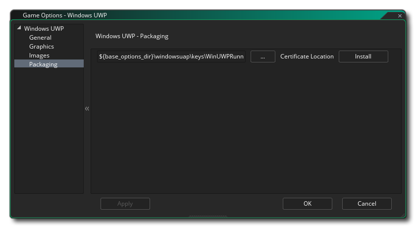 Options de conditionnement UWP