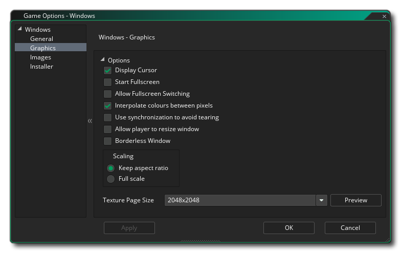 Options graphiques Windows