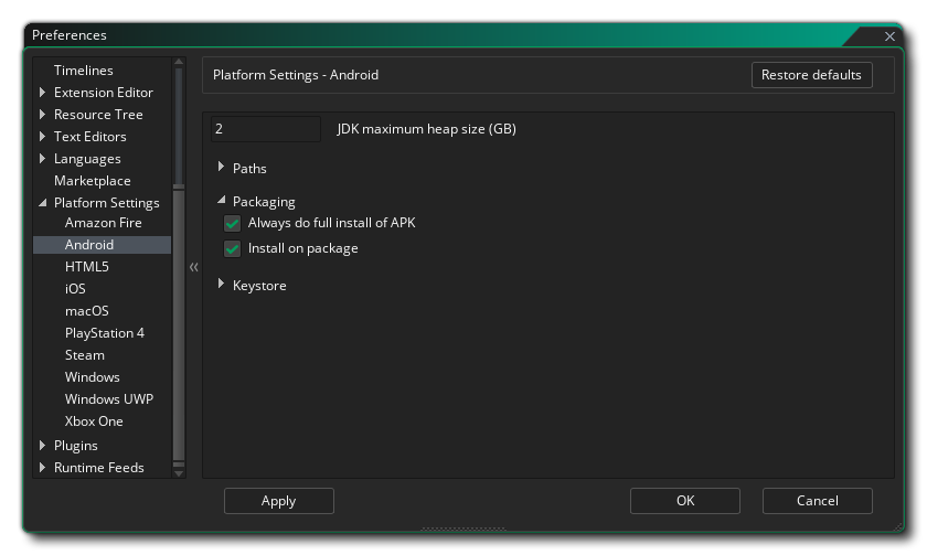 Préférences d'Android Keystore