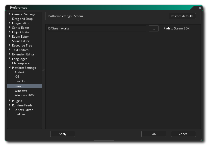 Préférences de vapeur