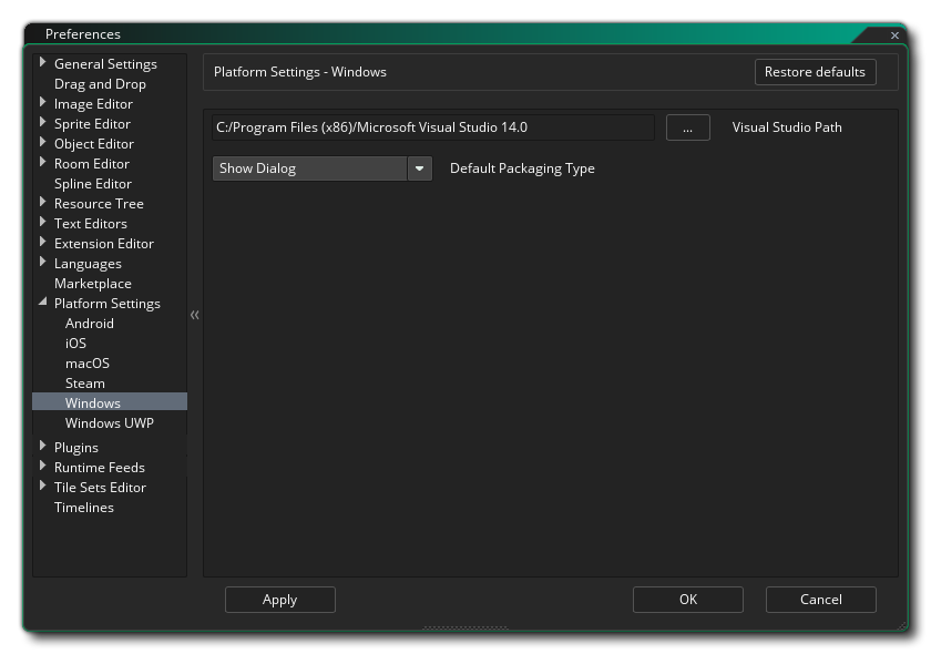 Préférences Windows