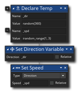 Déclarer un exemple d'action variable temporaire